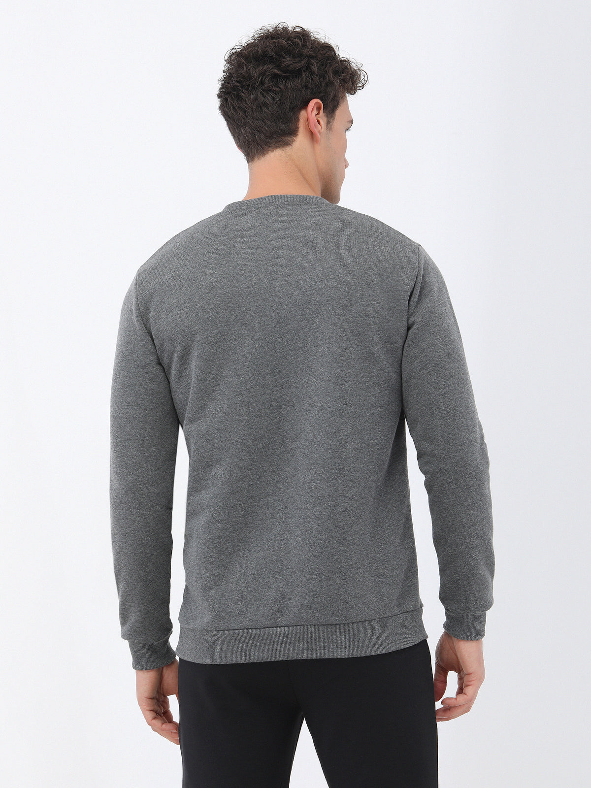 Gri Bisiklet Yaka Sweatshirt