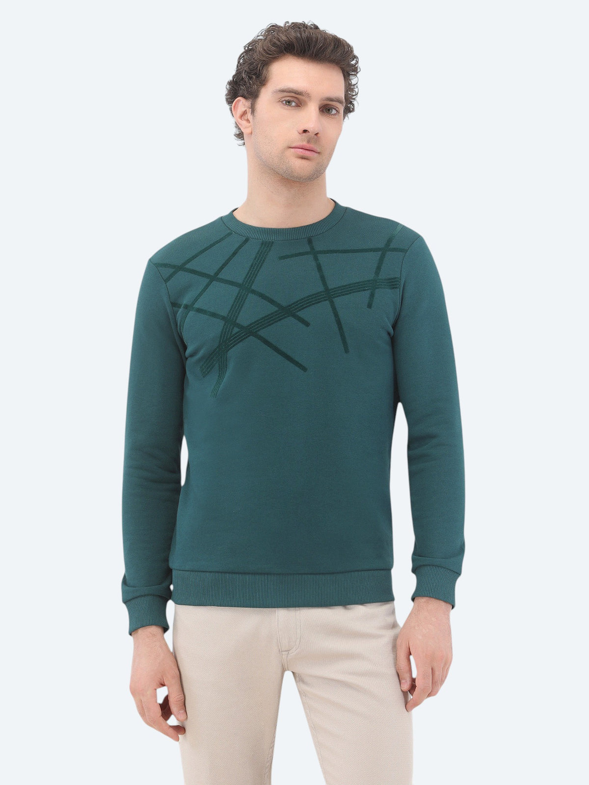 Yeşil Bisiklet Yaka Sweatshirt