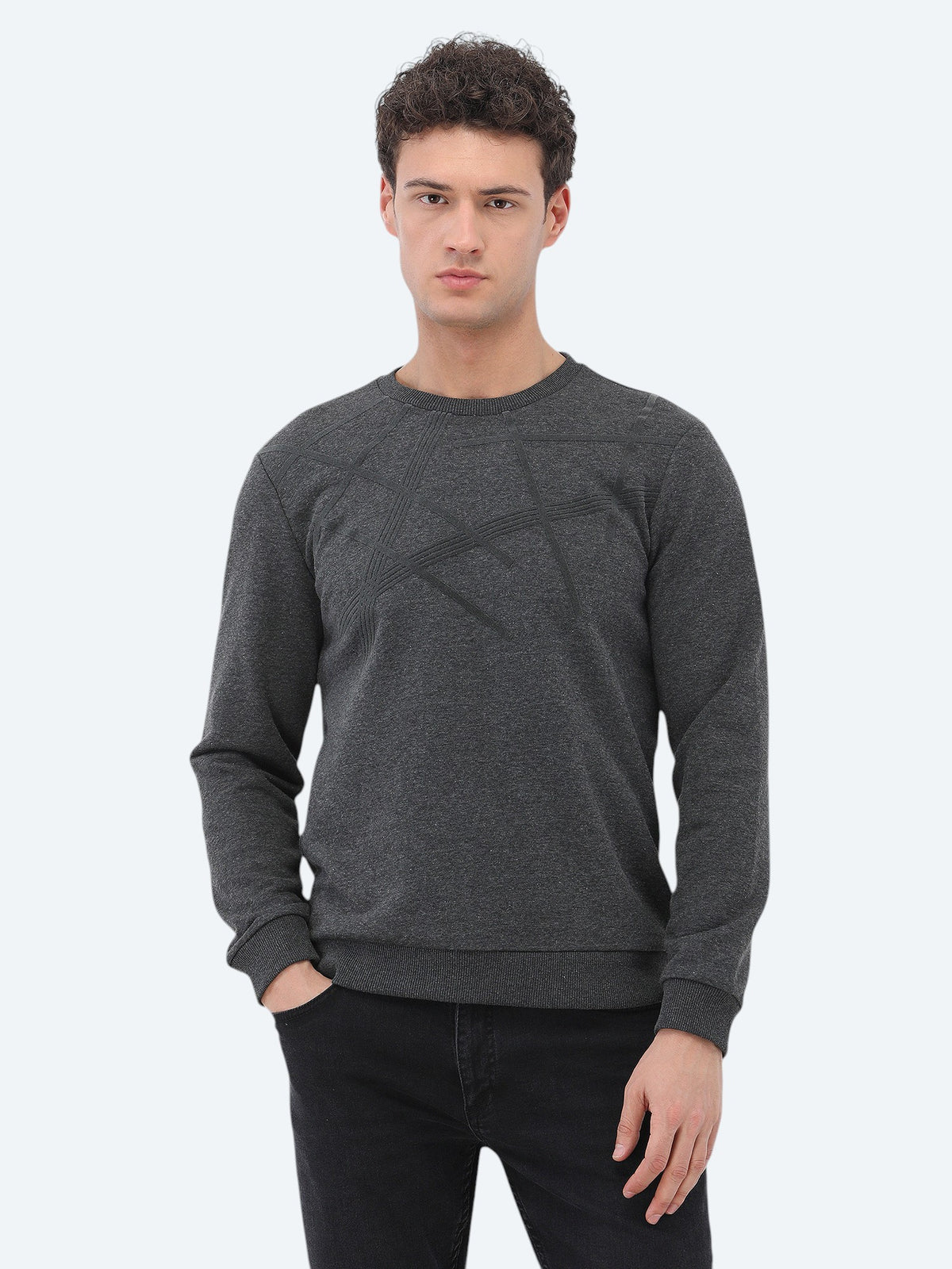 Antrasit Bisiklet Yaka Sweatshirt