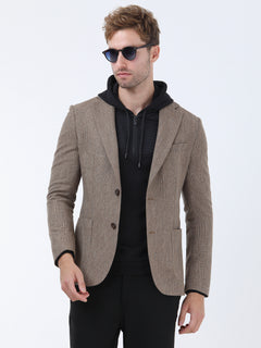 Deve Tüyü Mikro Modern Fit Yün Karışımlı Ceket