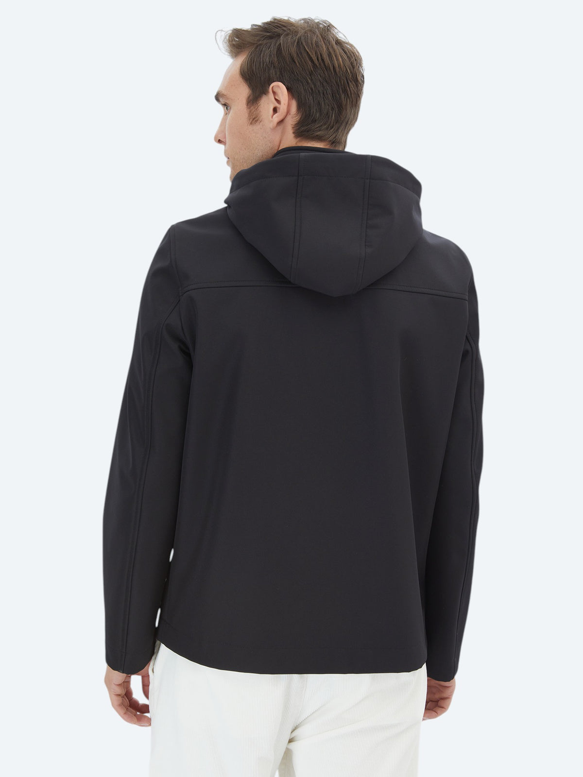 Siyah Regular Fit Kapüşonlu Casual Dokuma Mont