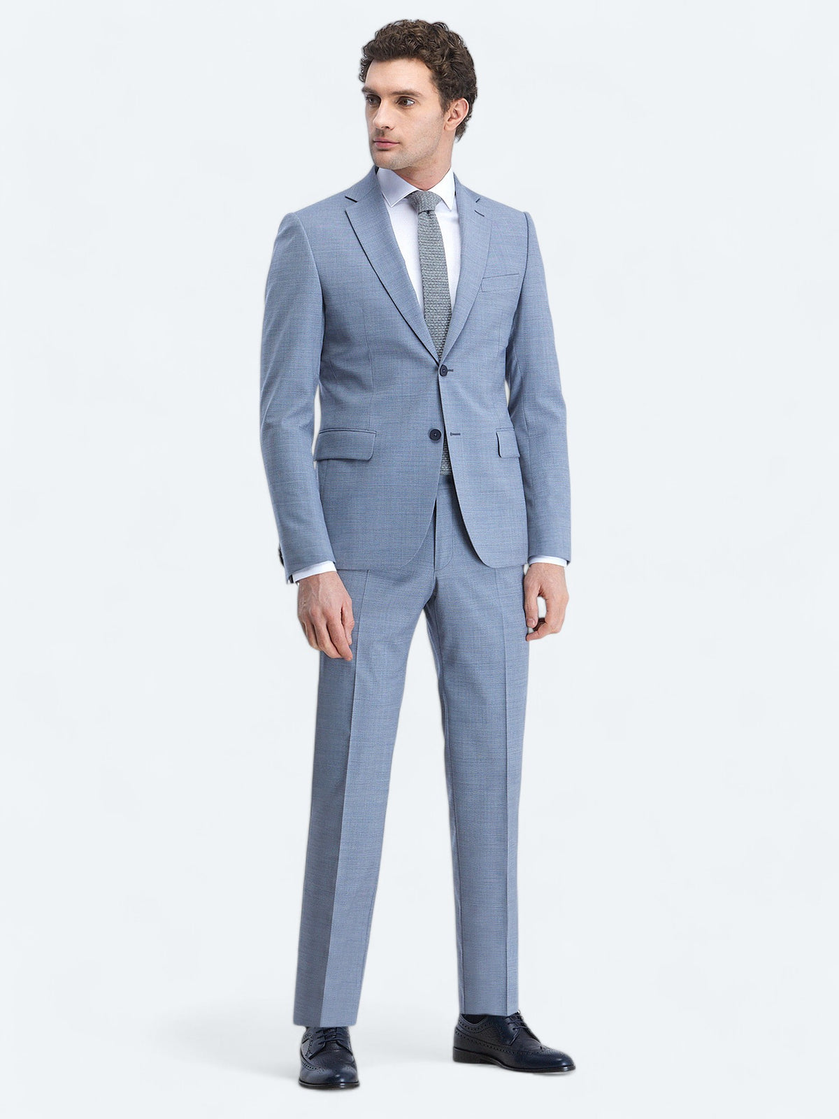 Mavi Mikro Modern Fit Yün Karışımlı Takım Elbise