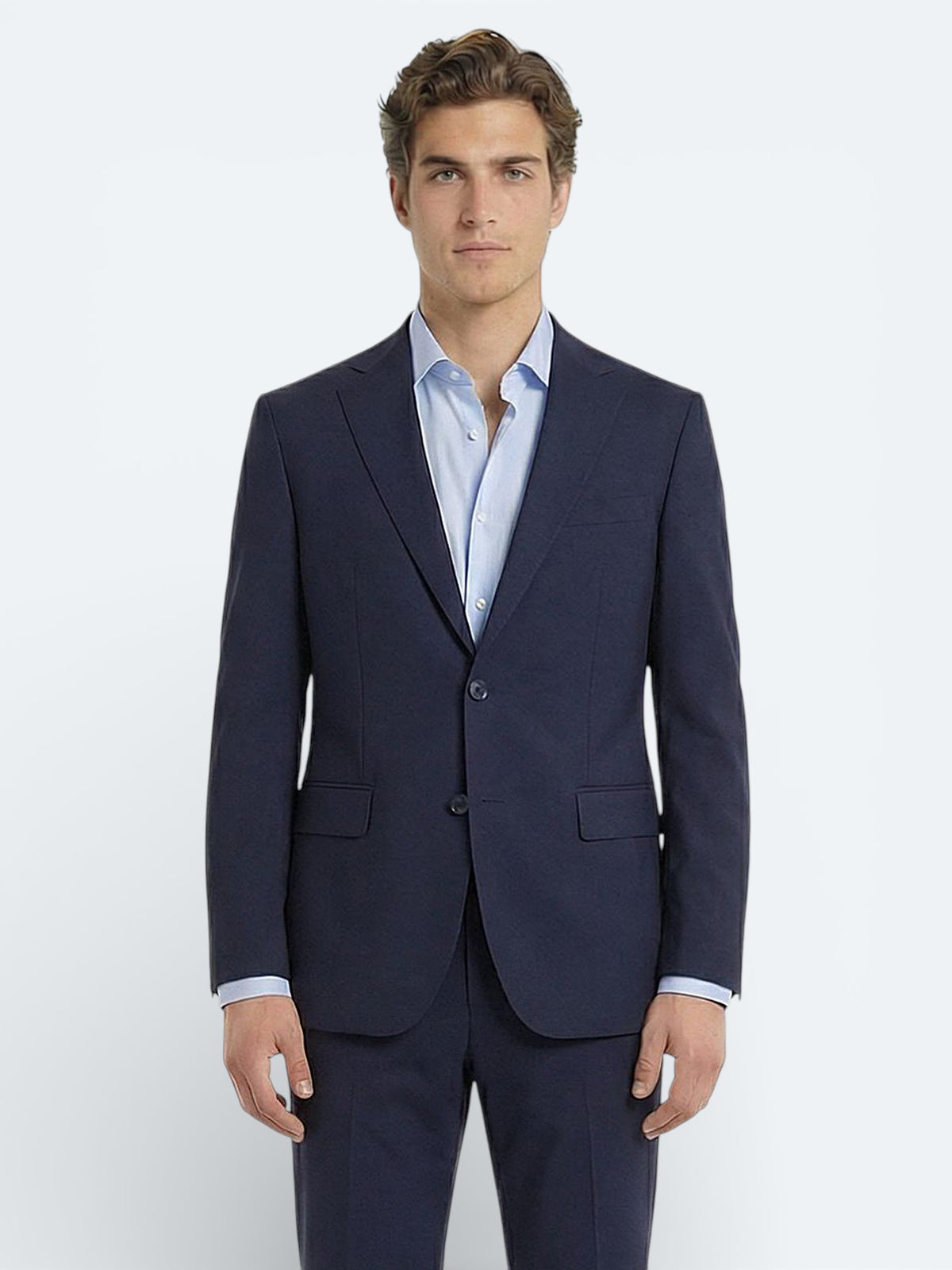 Saks Düz Modern Fit Yün Karışımlı Takım Elbise