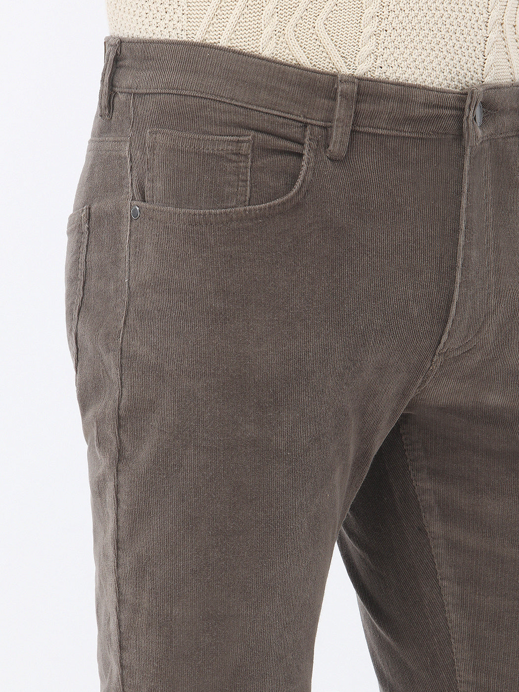 Vizon Dokuma Regular Fit Kadife Casual Pamuk Karışımlı Pantolon