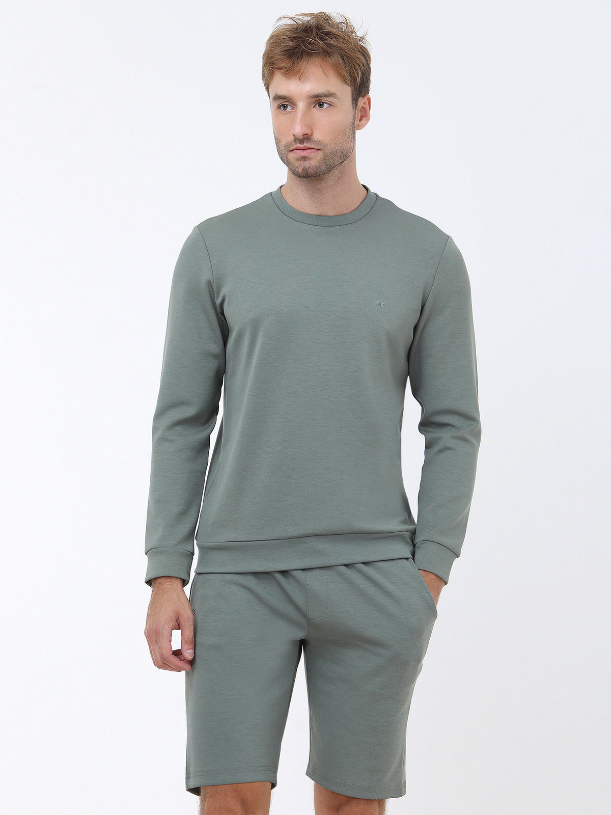 Yeşil Bisiklet Yaka Sweatshirt