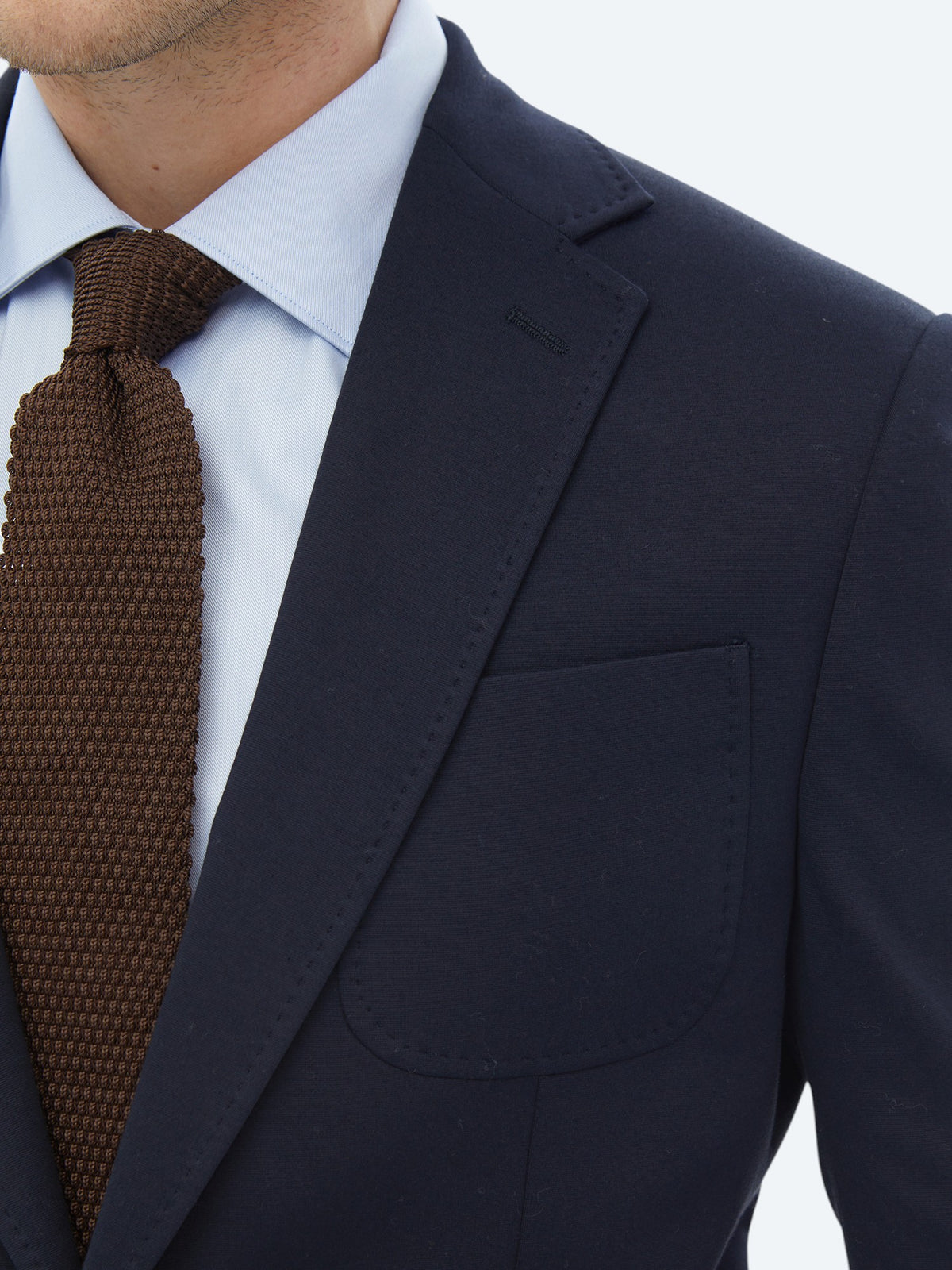 Lacivert Düz Modern Fit Pamuk Karışımlı Örme Takım Elbise