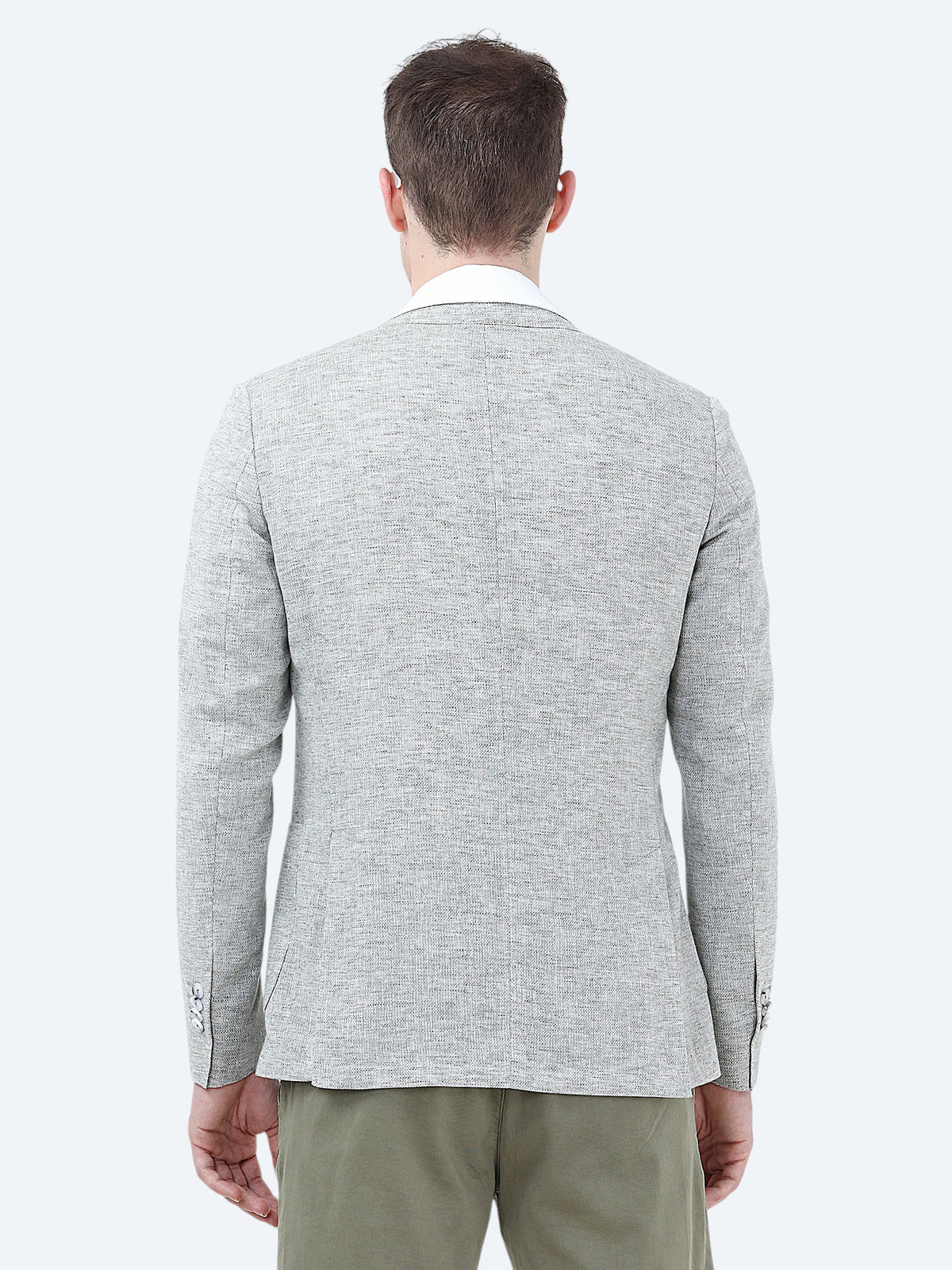 Açık Haki Mikro Modern Fit Keten Karışımlı Ceket