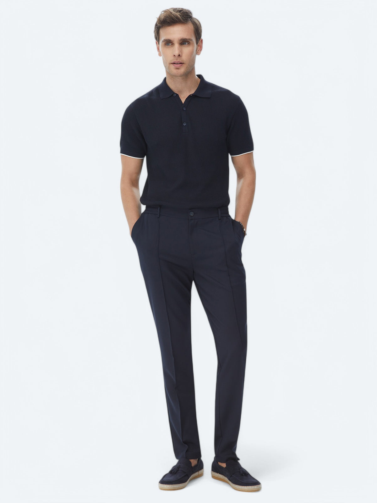 Lacivert Dokuma Jogging Fit Casual Pantolon