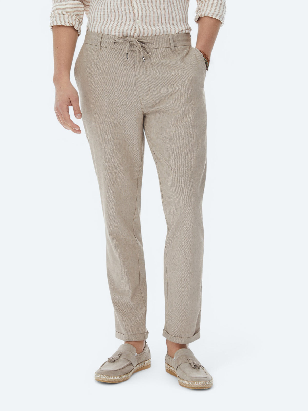 Vizon Dokuma Jogging Fit Casual Pamuk Karışımlı Pantolon
