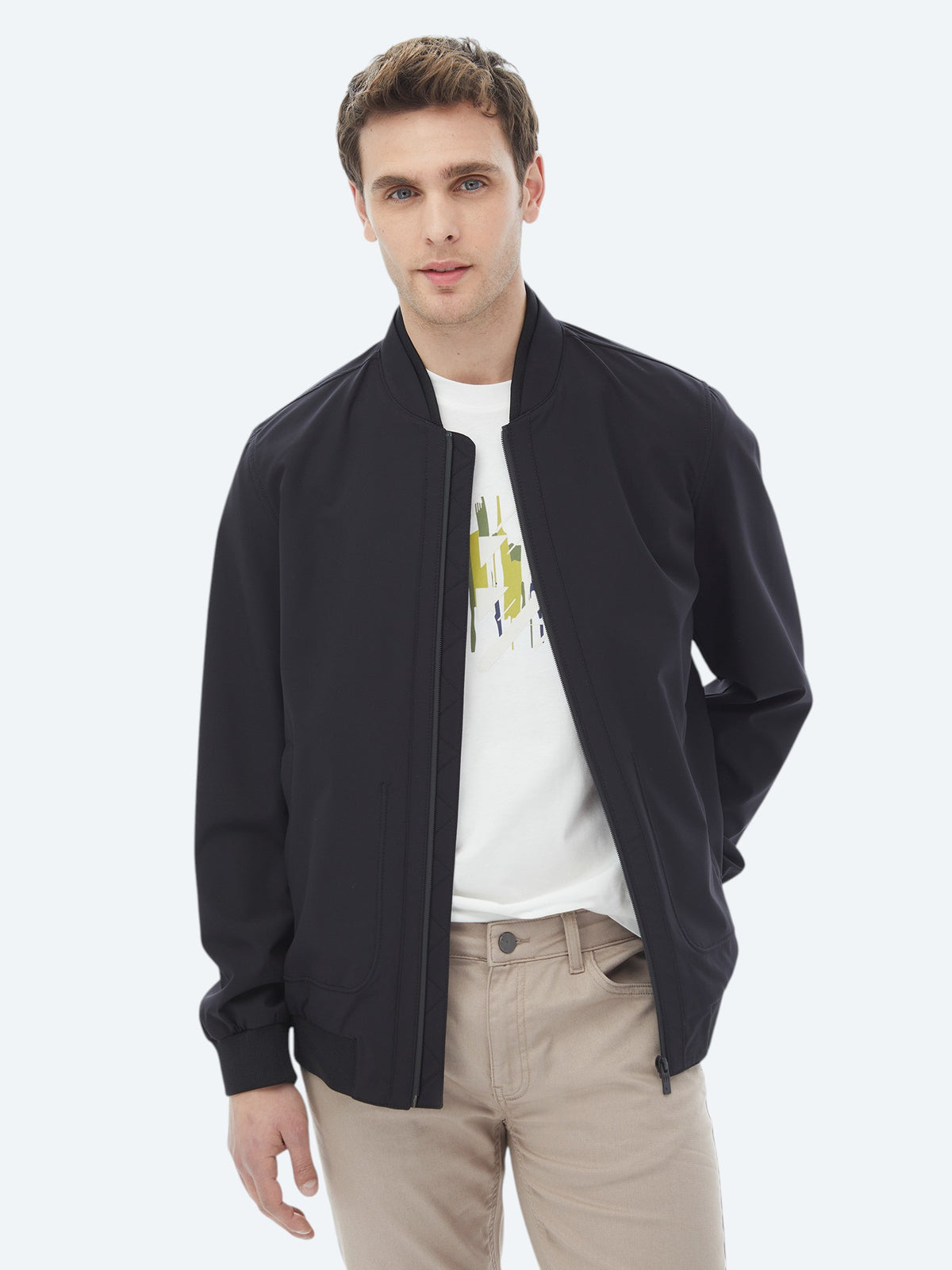 Siyah Regular Fit Dokuma Mont
