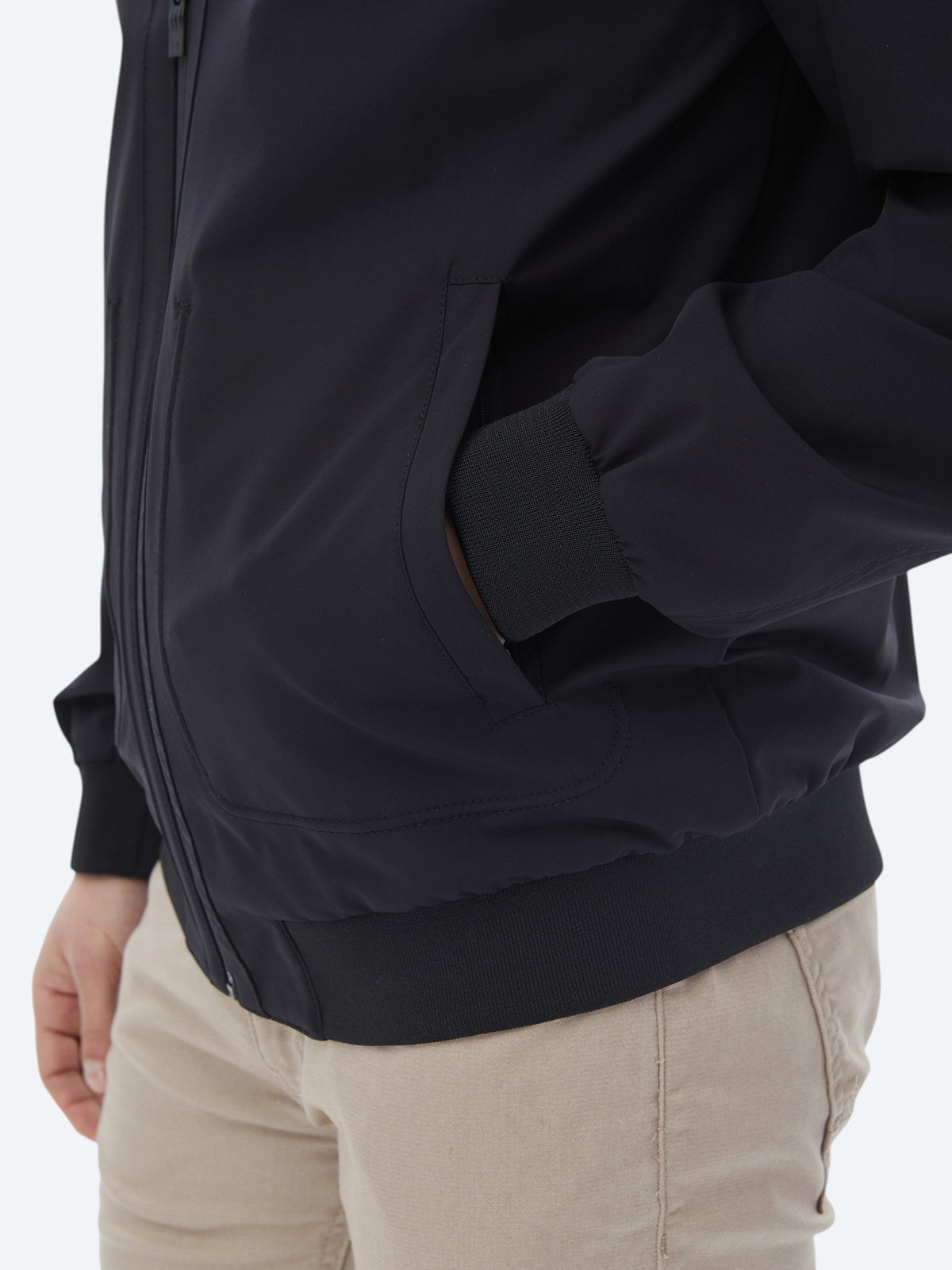 Siyah Regular Fit Casual Dokuma Mont