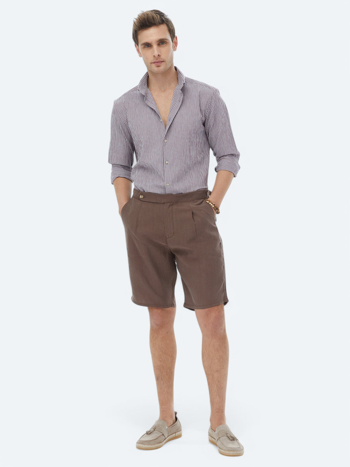 Mürdüm Regular Fit Uzun Dokuma Casual Pamuk Karışımlı Gömlek
