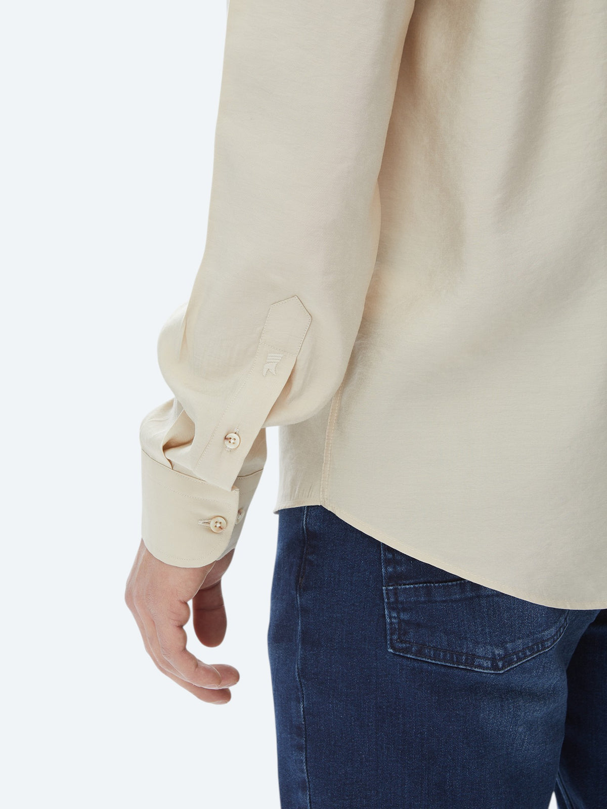 Bej Düz Regular Fit Uzun Dokuma Casual Gömlek