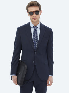 Lacivert Mikro Modern Fit Yün Karışımlı Takım Elbise