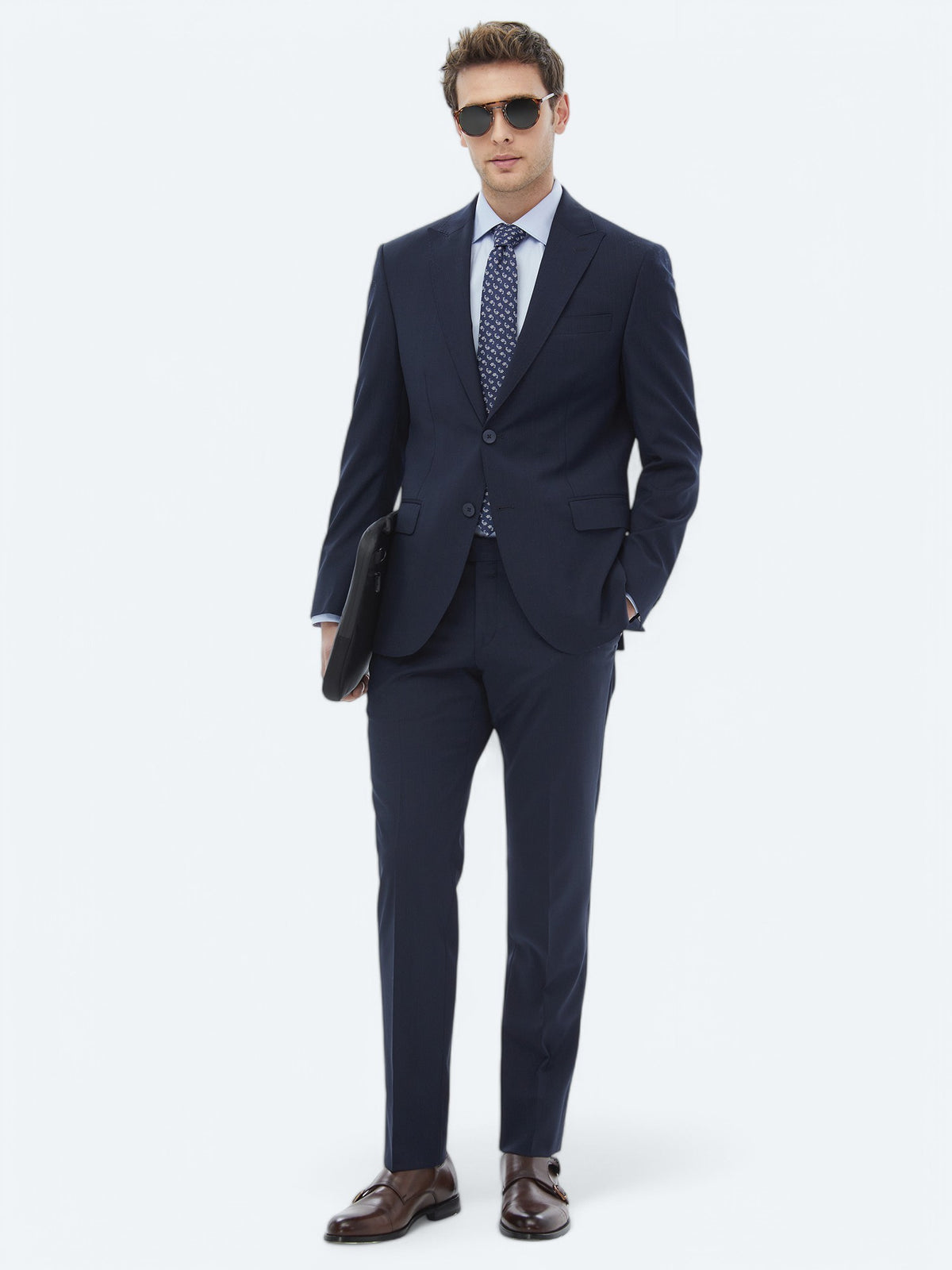 Lacivert Mikro Modern Fit Yün Karışımlı Takım Elbise