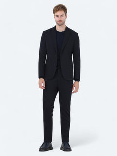 Lacivert Düz Slim Fit Örme Takım Elbise