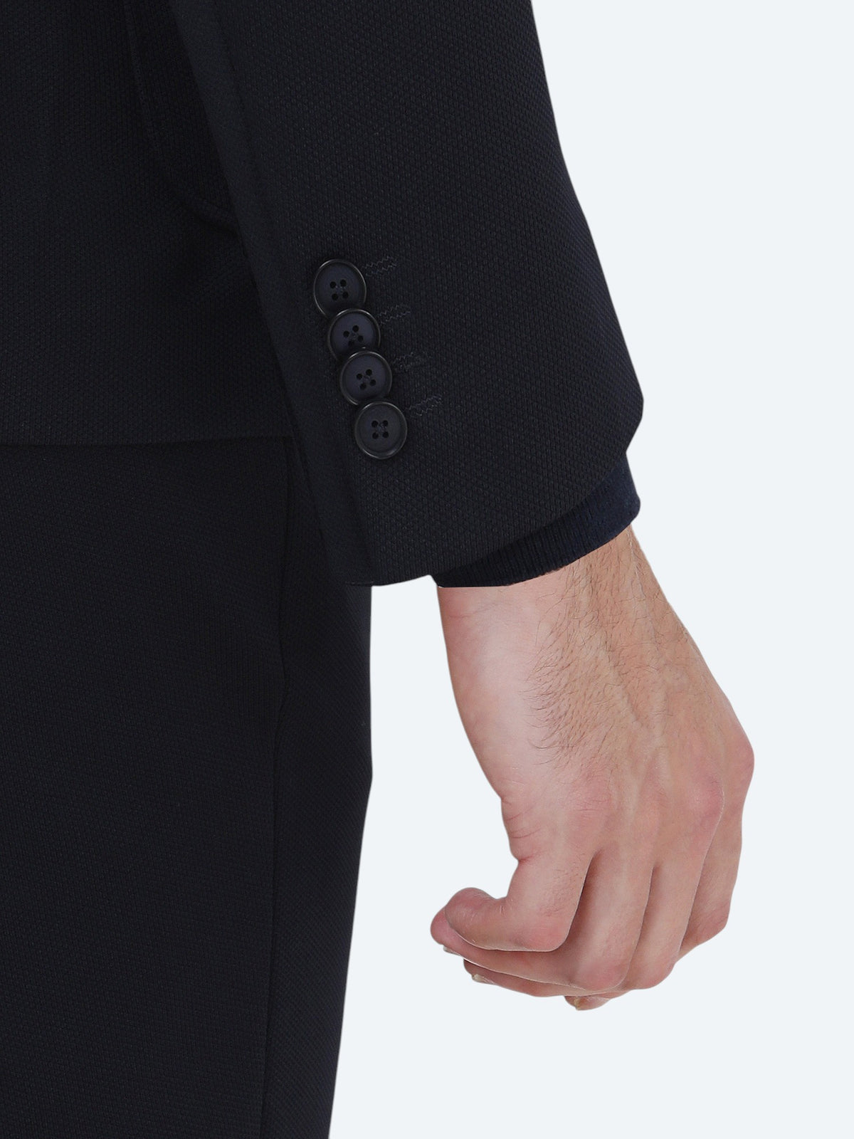 Lacivert Düz Slim Fit Örme Takım Elbise
