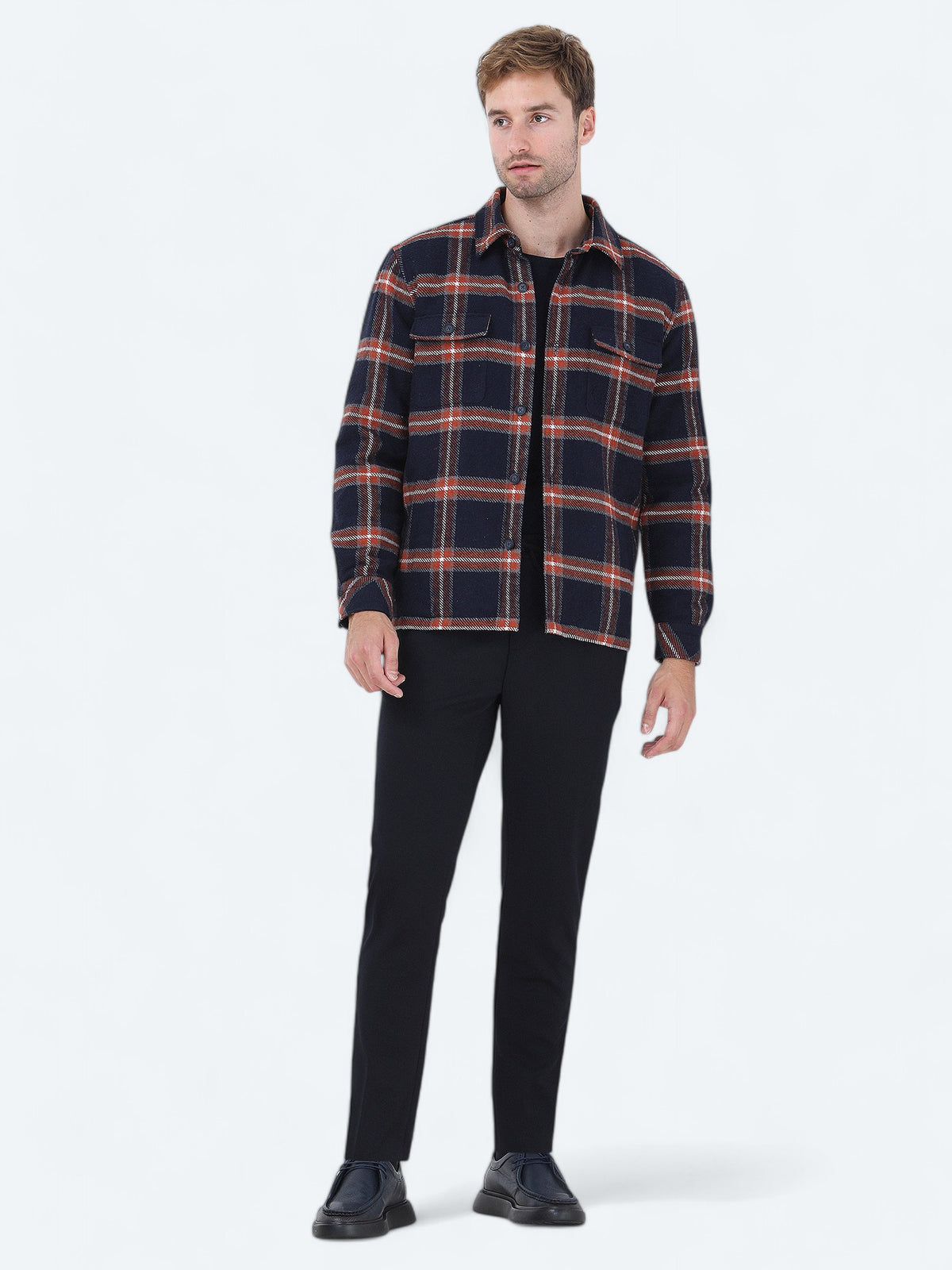 Lacivert Düz Slim Fit Örme Takım Elbise