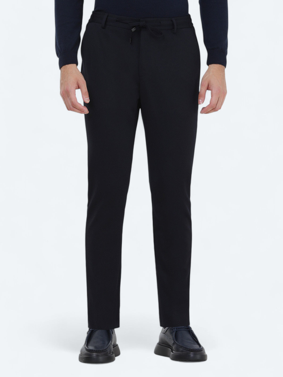 Lacivert Düz Slim Fit Örme Takım Elbise