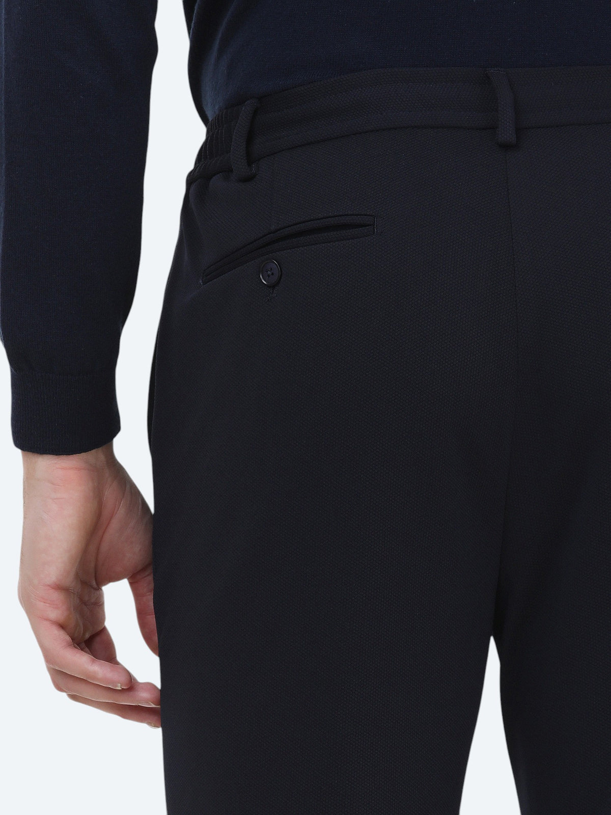 Lacivert Düz Slim Fit Örme Takım Elbise