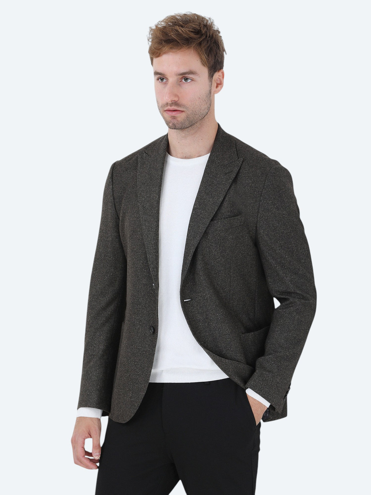 Haki Baskılı Modern Fit Örme Ceket