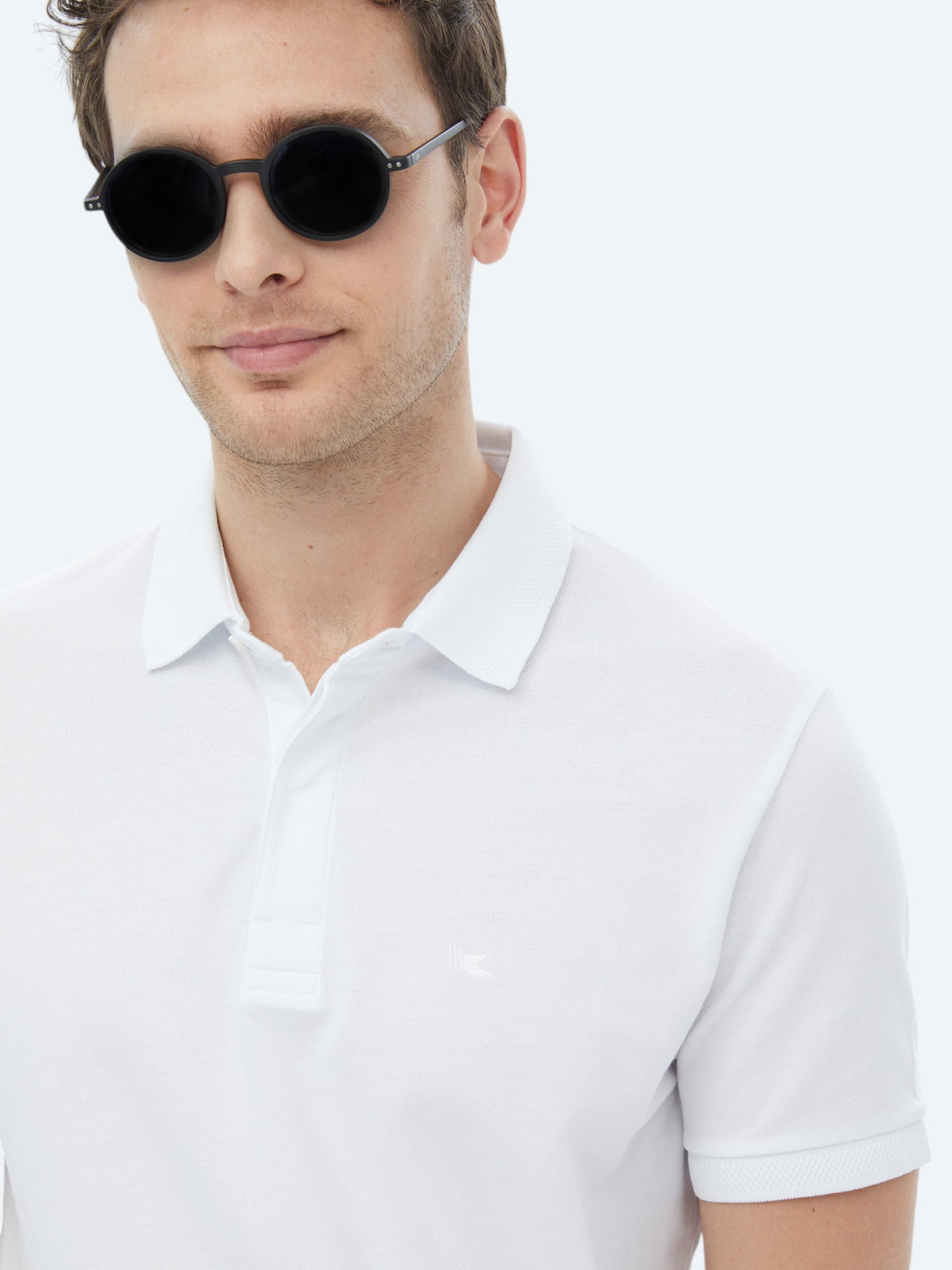 Beyaz Polo Yaka %100 Pamuk T-Shirt