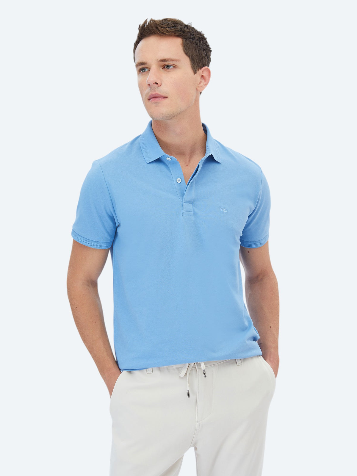 Koyu Mavi Polo Yaka %100 Pamuk T-Shirt