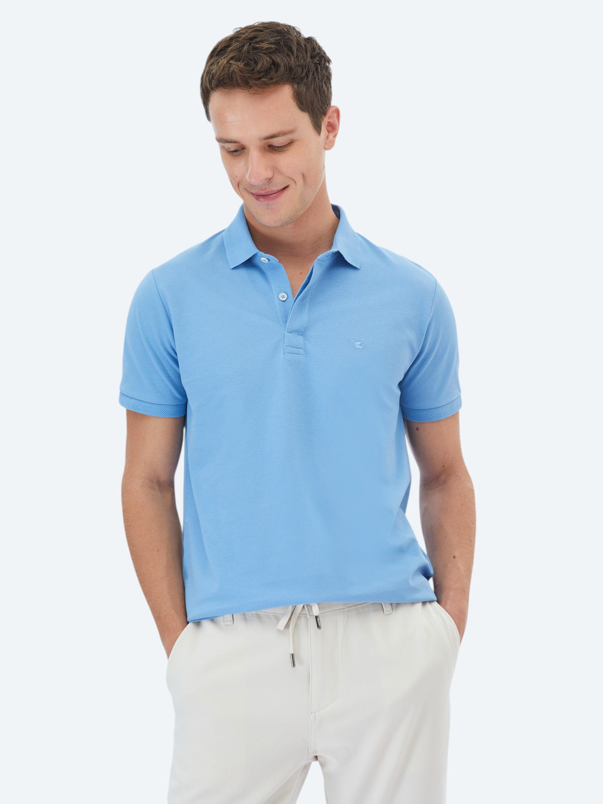 Koyu Mavi Polo Yaka %100 Pamuk T-Shirt