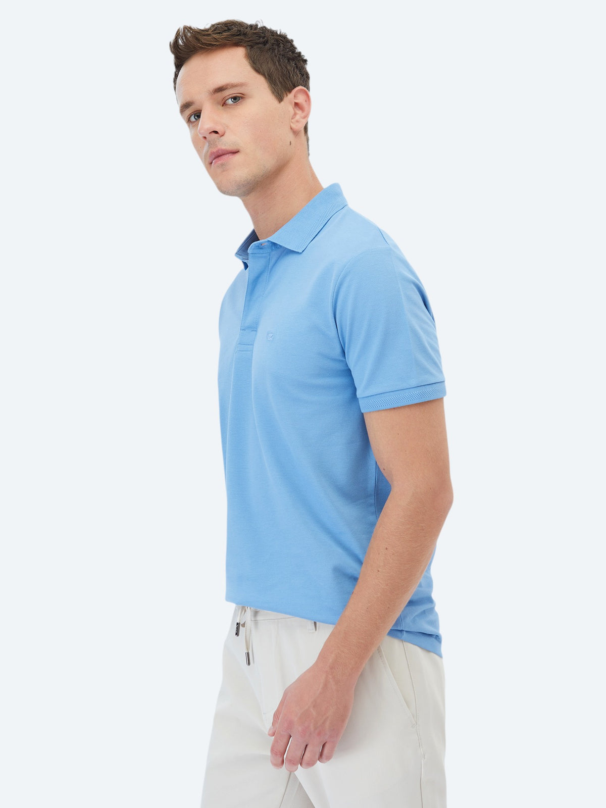 Koyu Mavi Polo Yaka %100 Pamuk T-Shirt
