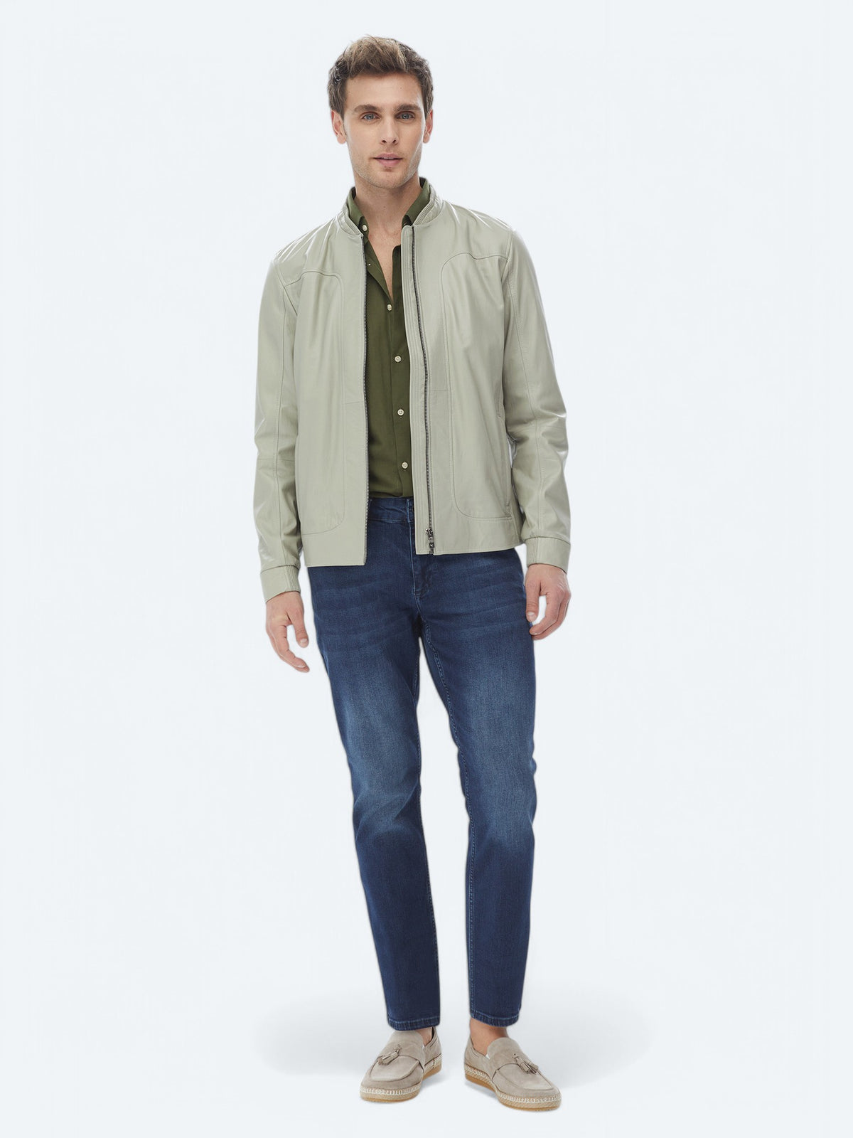 Taş Regular Fit Smart Casual Koyun Derisi Deri Mont