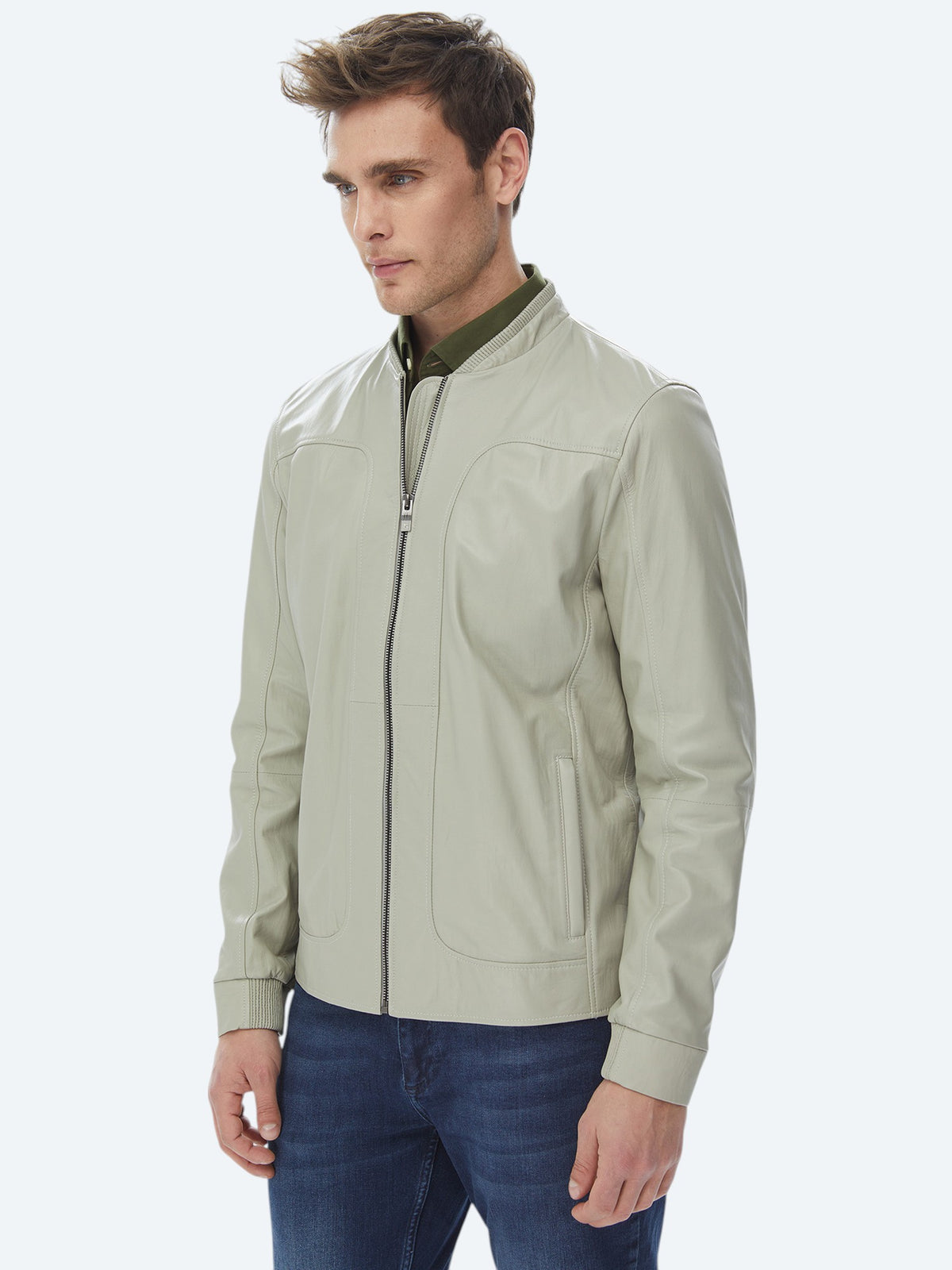 Taş Regular Fit Smart Casual Koyun Derisi Deri Mont