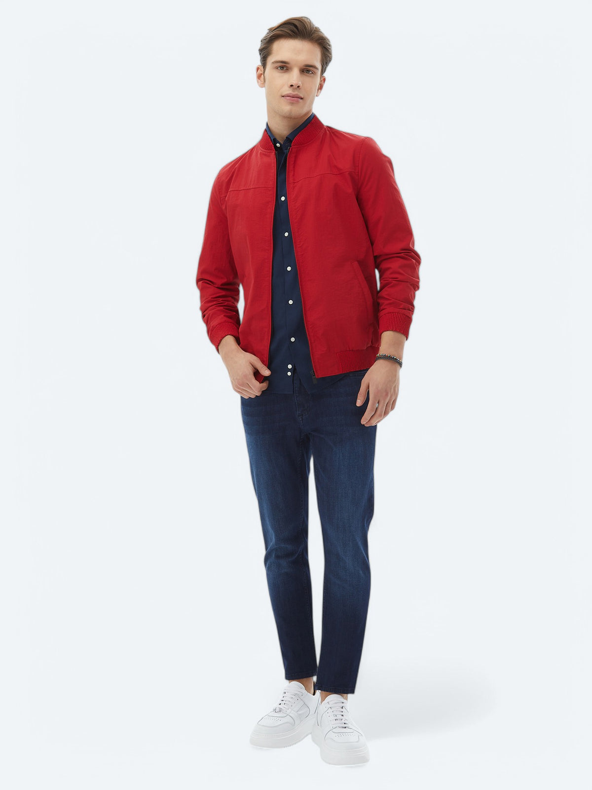 Nar Çiçeği Regular Fit Dik Yaka Casual Dokuma Mont