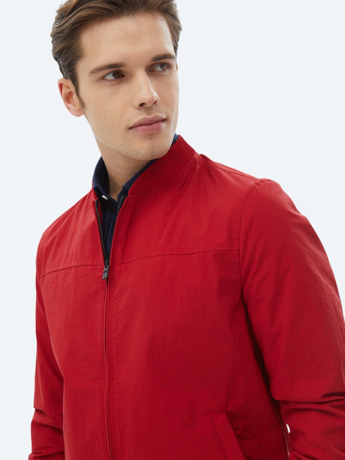 Nar Çiçeği Regular Fit Dik Yaka Casual Dokuma Mont