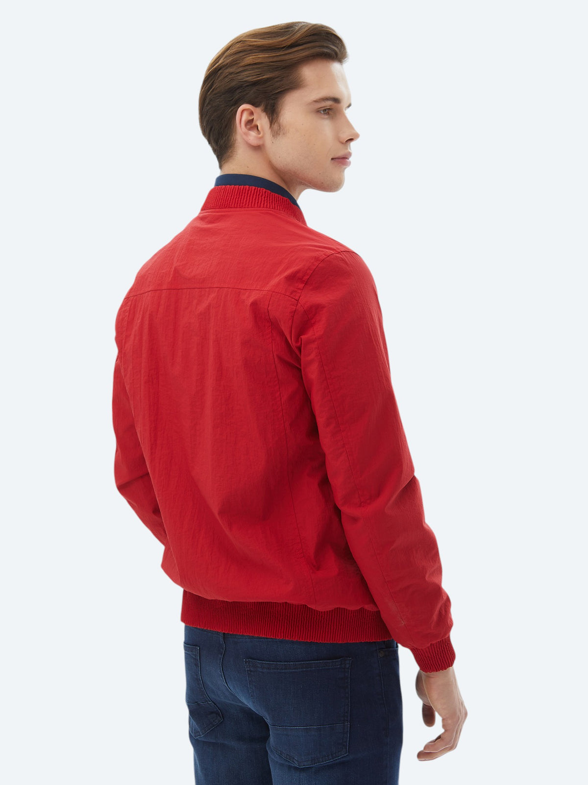 Nar Çiçeği Regular Fit Dik Yaka Casual Dokuma Mont