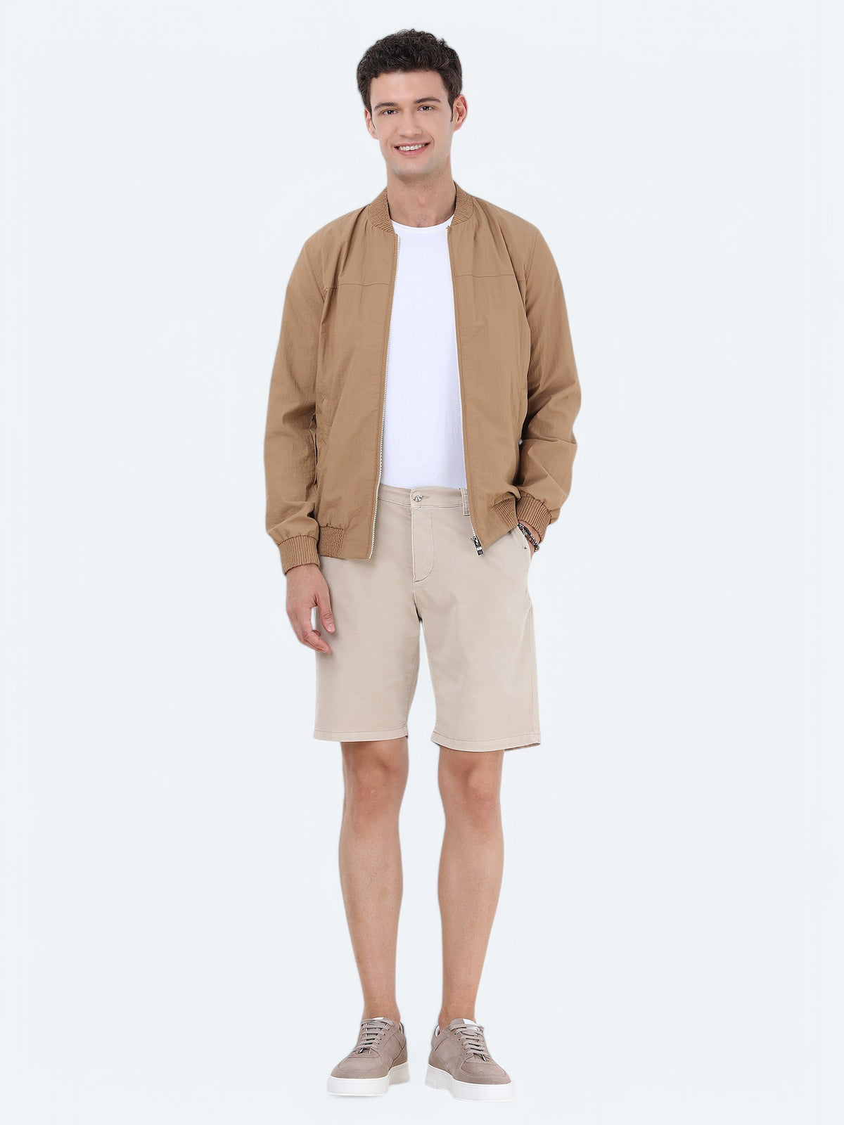 Deve Tüyü Regular Fit Dik Yaka Casual Dokuma Mont