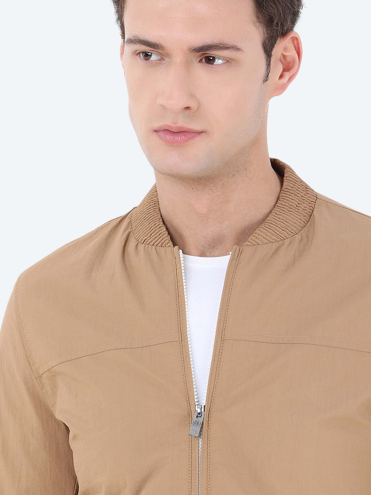 Deve Tüyü Regular Fit Dik Yaka Casual Dokuma Mont