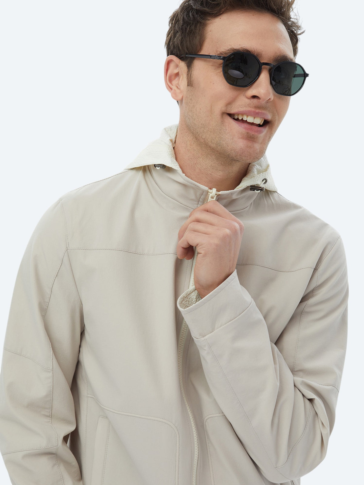 Taş Regular Fit Dik Yaka Dokuma Çift Taraflı Mont