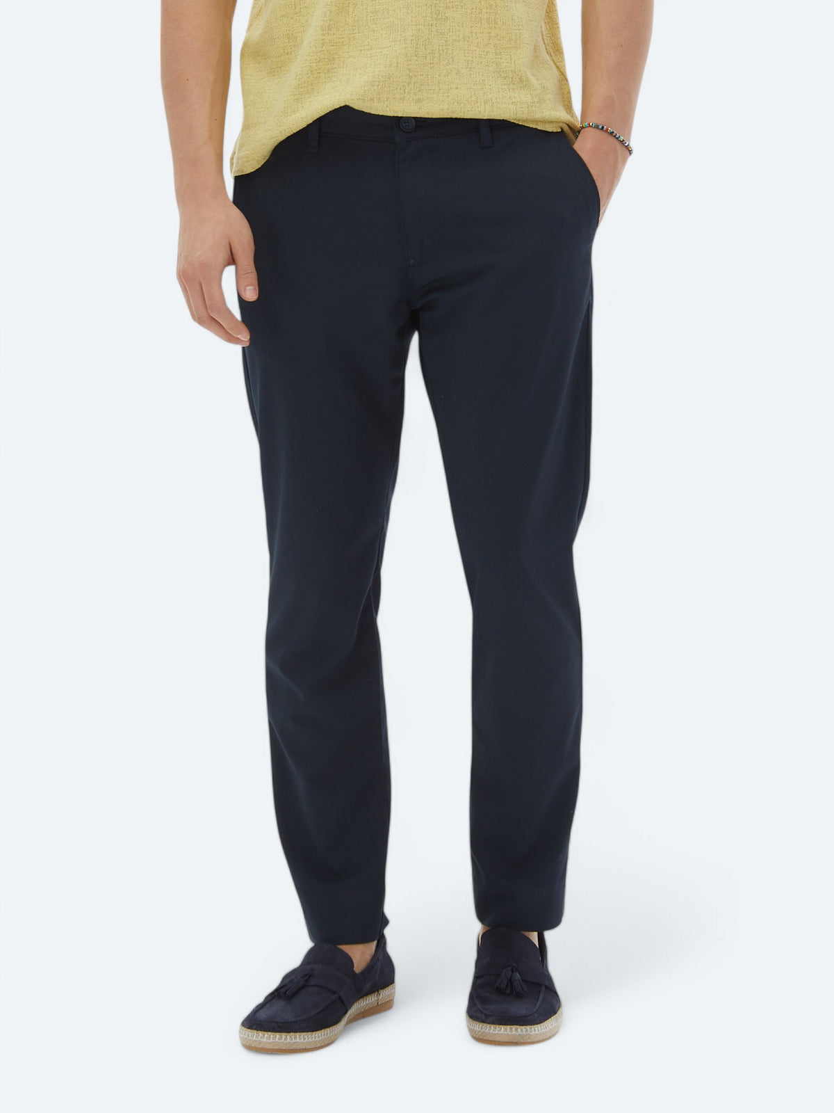 Lacivert Düz Dokuma Slim Fit Casual Pantolon