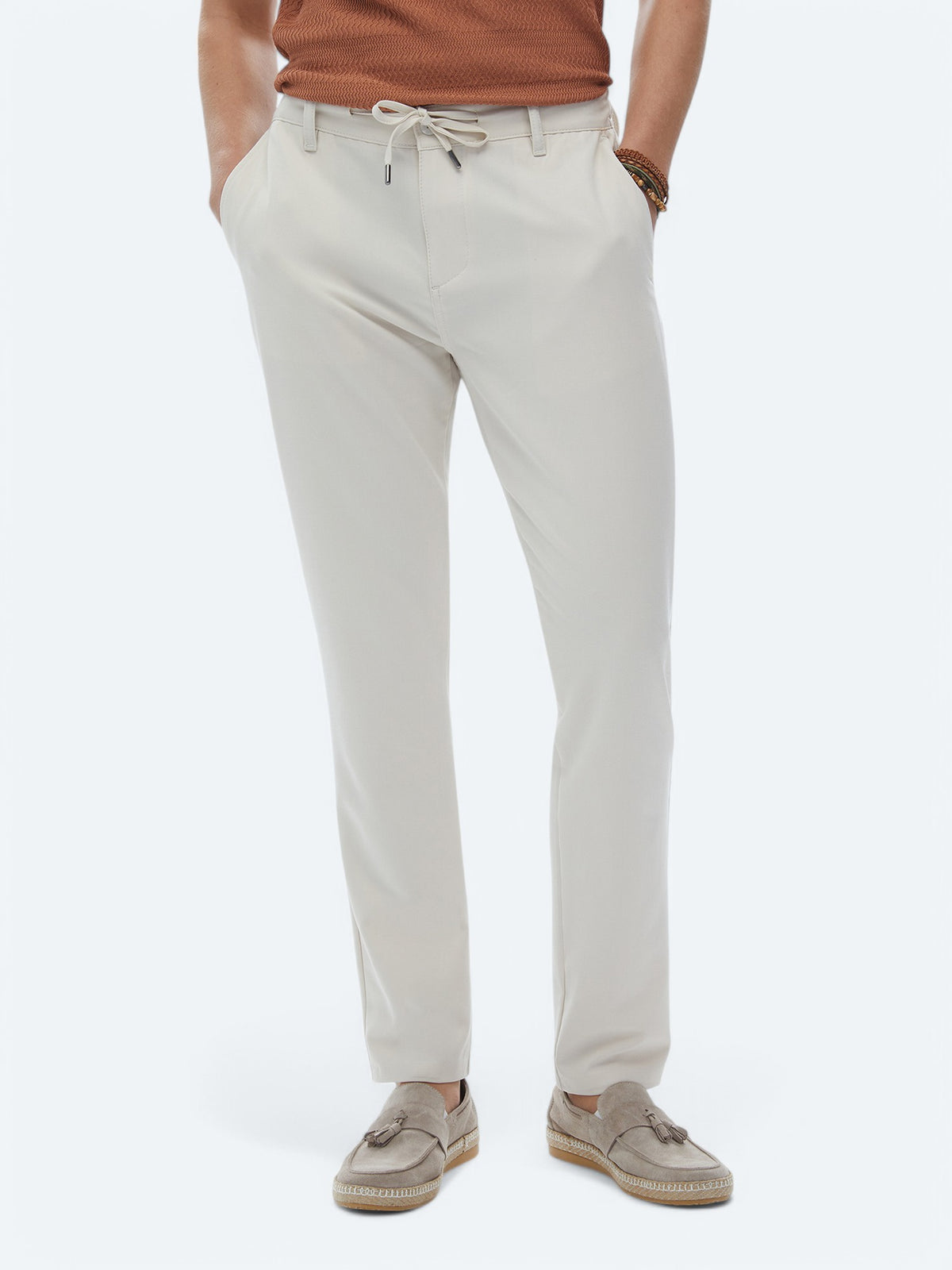 Ekru Dokuma Jogging Fit Casual Pantolon