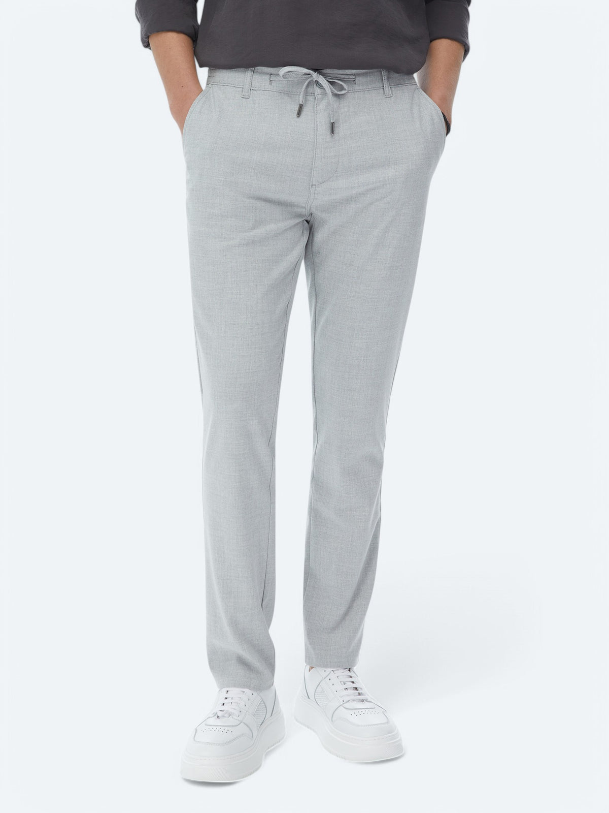 Gri Dokuma Jogging Fit Casual Pantolon