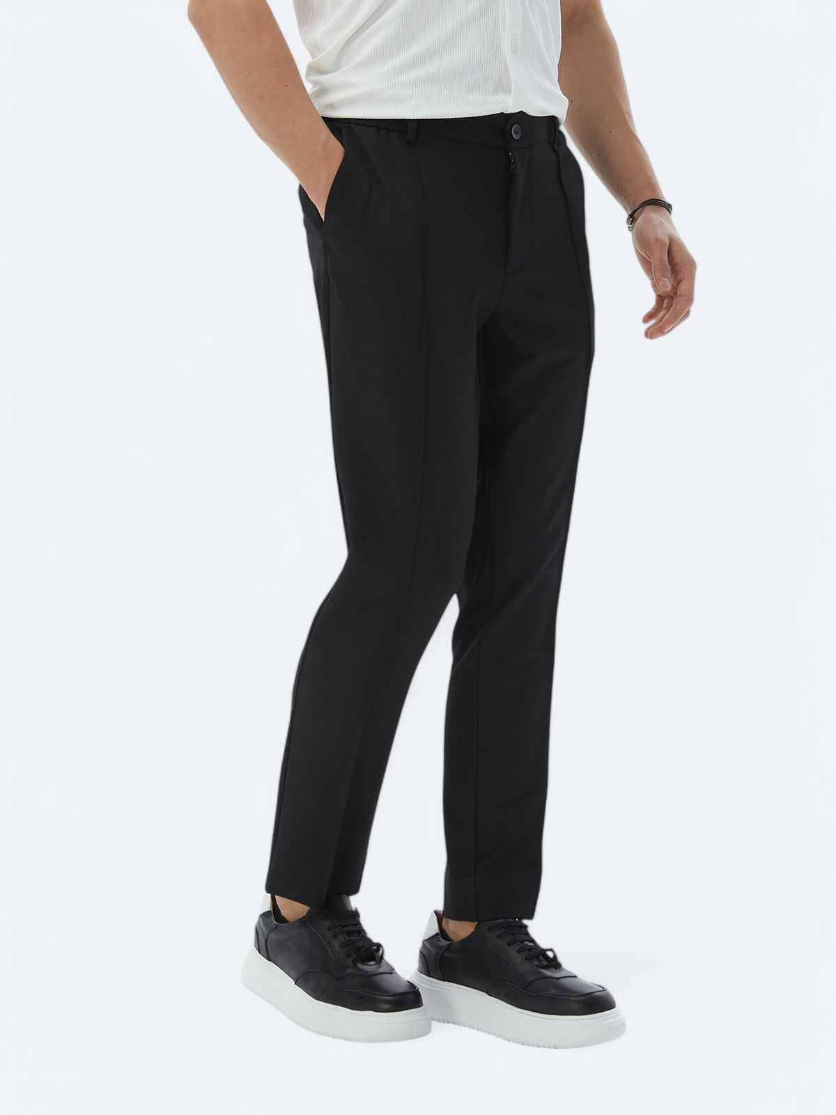 Siyah Dokuma Jogging Fit Casual Pantolon