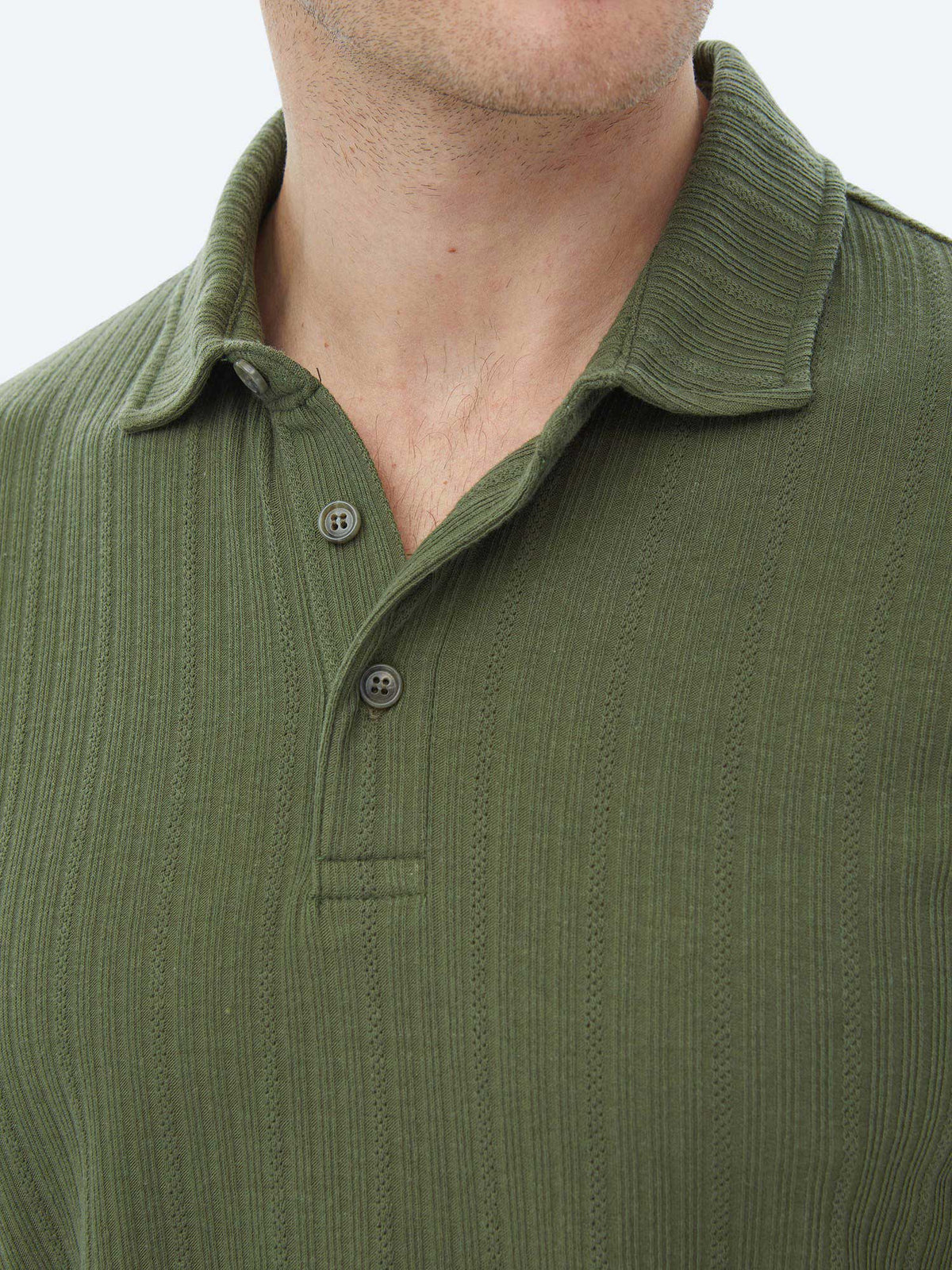 Haki Jakarlı Polo Yaka Pamuk Karışımlı T-Shirt