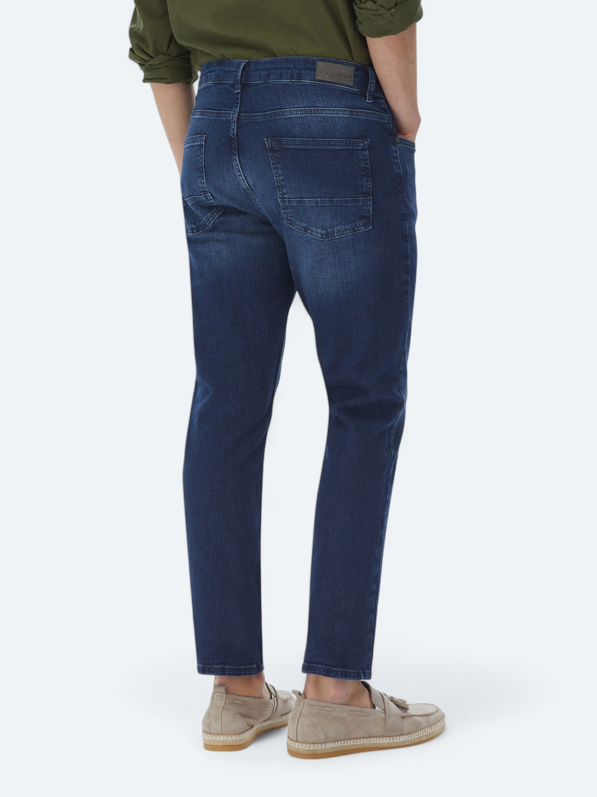 Lacivert Slim Fit Denim Pamuk Karışımlı Pantolon