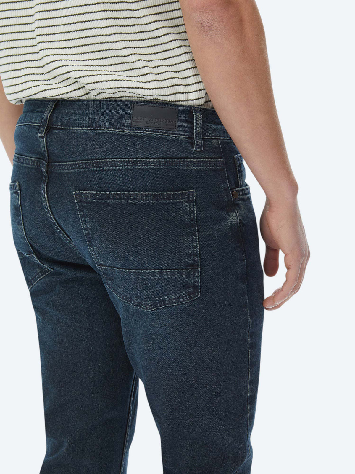 Lacivert Slim Fit Denim Pamuk Karışımlı Pantolon