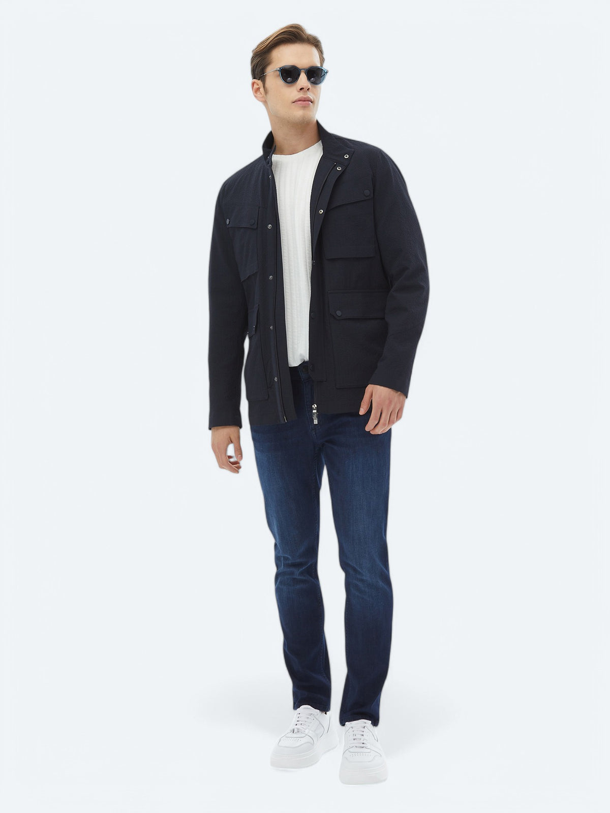 Lacivert Slim Fit Denim Pamuk Karışımlı Pantolon