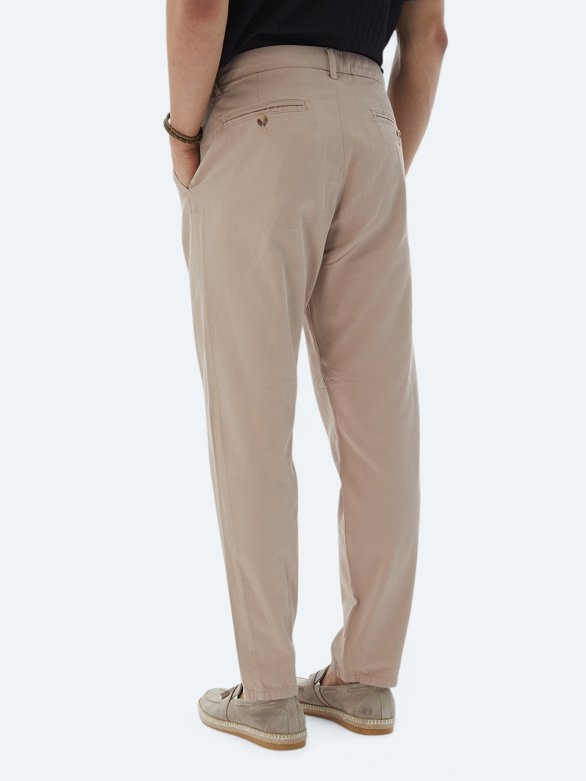 Açık Kahve Dokuma Carrot Fit Smart Casual %100 Pamuk Pantolon
