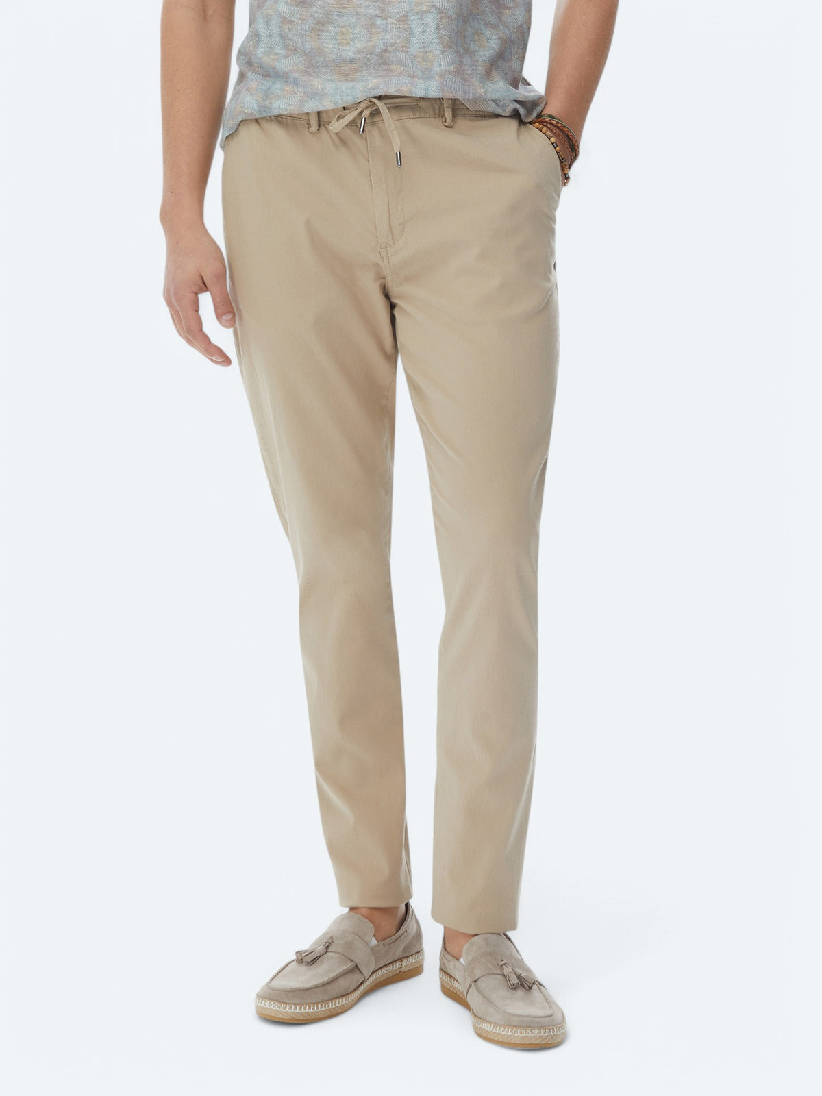 Açık Vizon Dokuma Jogging Fit Casual Pamuk Karışımlı Pantolon