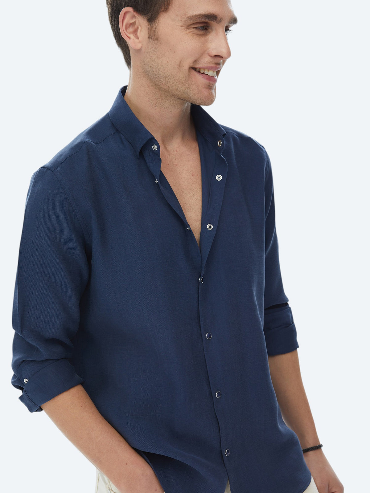 İndigo Regular Fit Uzun Dokuma Casual Gömlek