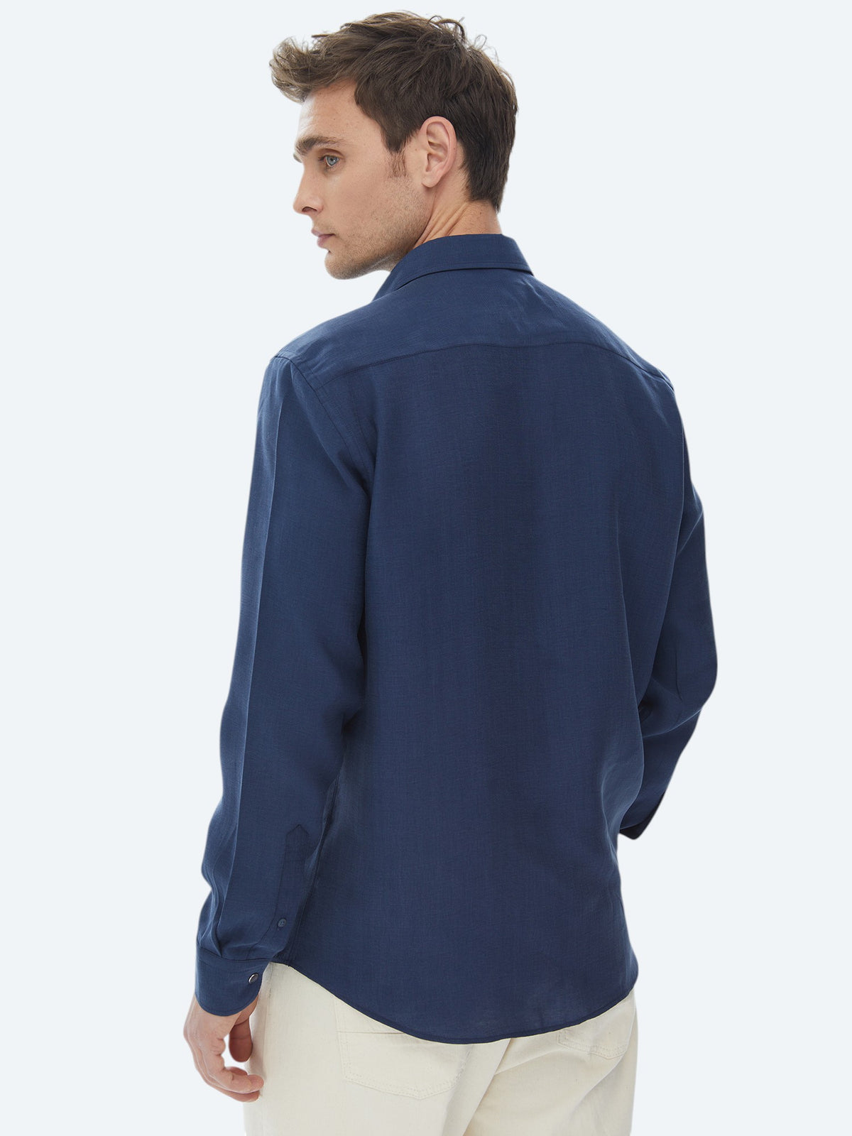 İndigo Regular Fit Uzun Dokuma Casual Gömlek