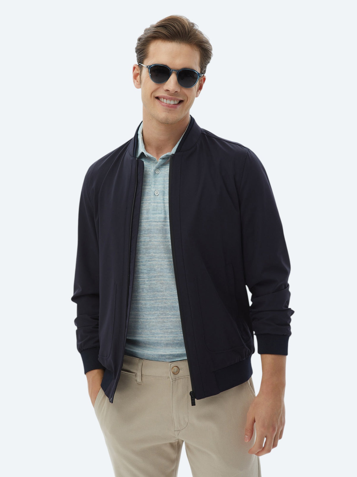Lacivert Regular Fit Casual Dokuma Mont